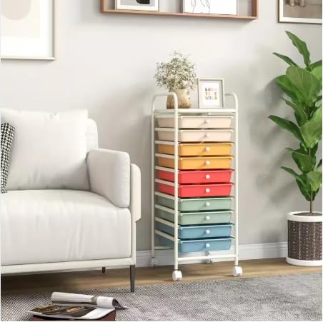 10 Drawer Rolling Storage Cart Organizer with Locking Wheels W216