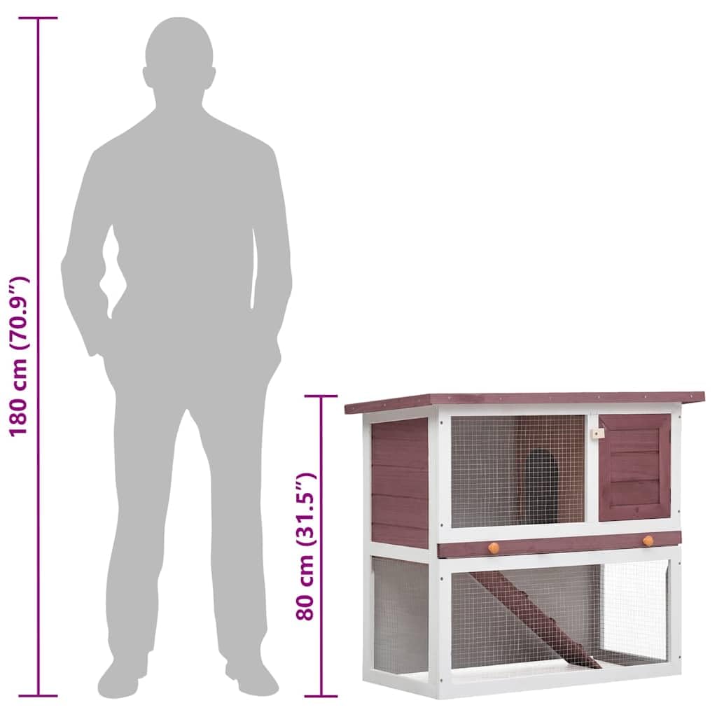 Outdoor Wooden 2-Tier Rabbit Hutch with Tray K363111