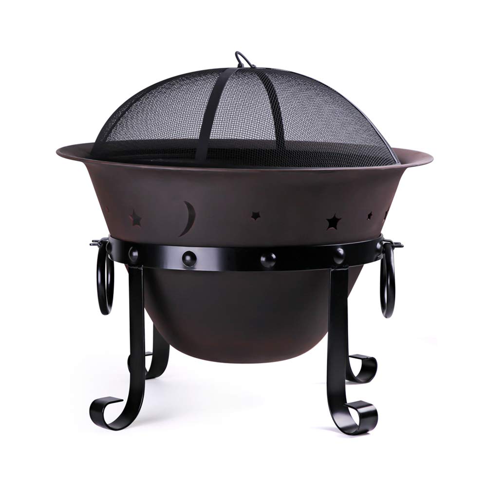 Cast Iron Round Fire Pit with Mesh Screen & Poker V142737