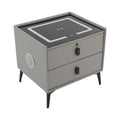 Light Grey Smart Nightstand with Wireless Charging U8091