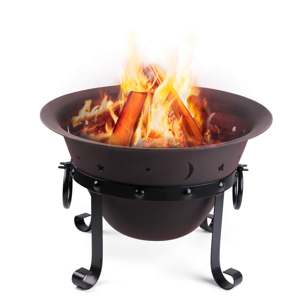 Cast Iron Round Fire Pit with Mesh Screen & Poker V142737