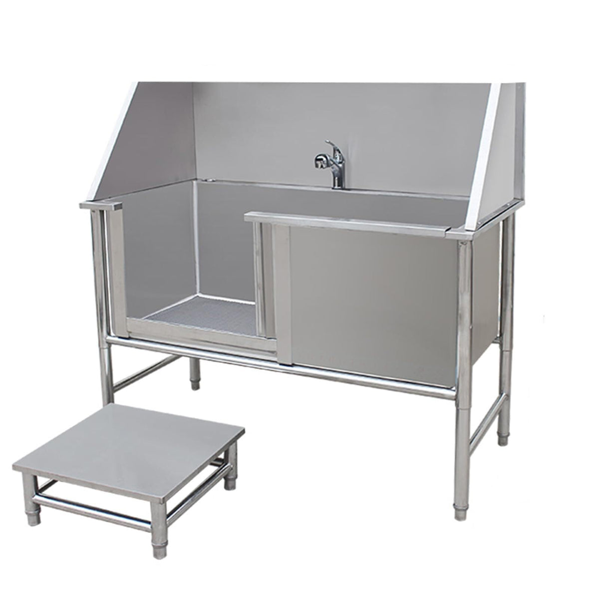 Stainless Steel Dog Washing Station Tub with Sliding Door and Telescopic Faucet A7088