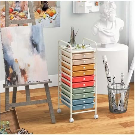 10 Drawer Rolling Storage Cart Organizer with Locking Wheels W216