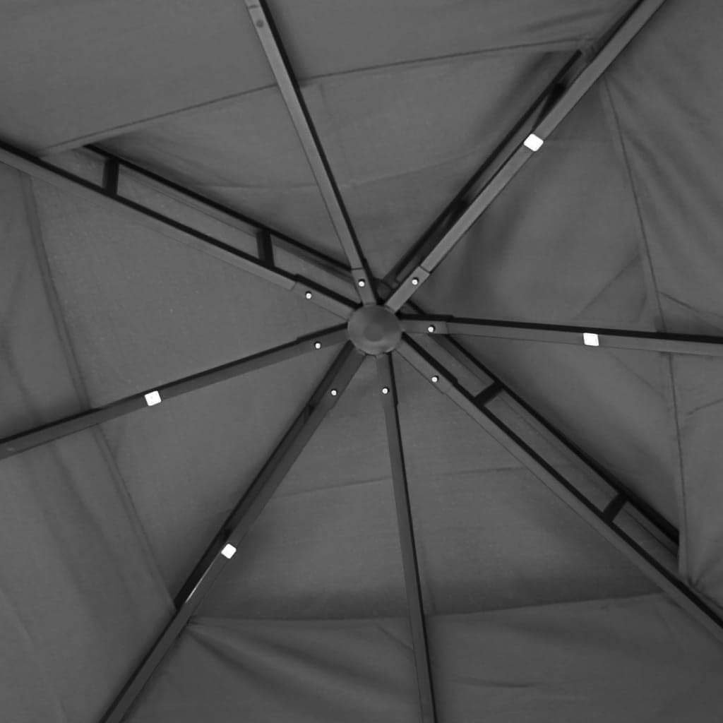 Steel Gazebo with Mesh Sidewalls Double-Tiered Roof F81277
