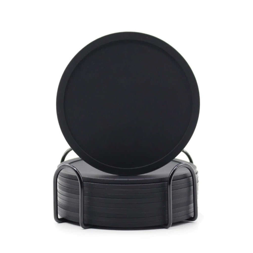 32 Pc Black Silicone Coasters I503643