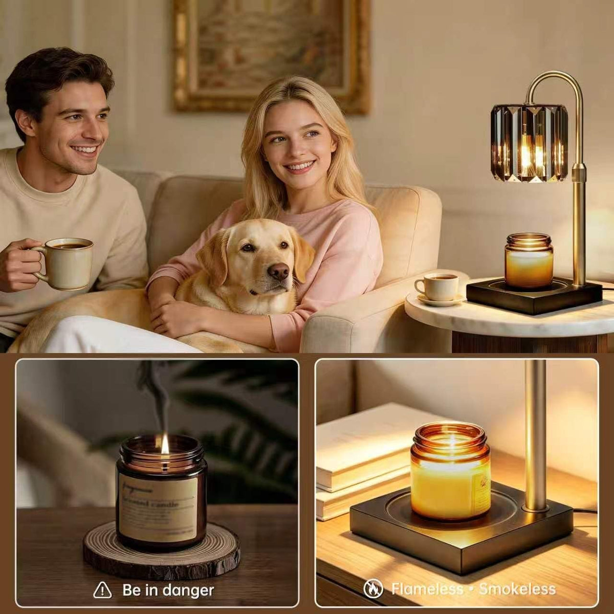 Black Dimmable Candle Warmer Lamp with Timer A68215