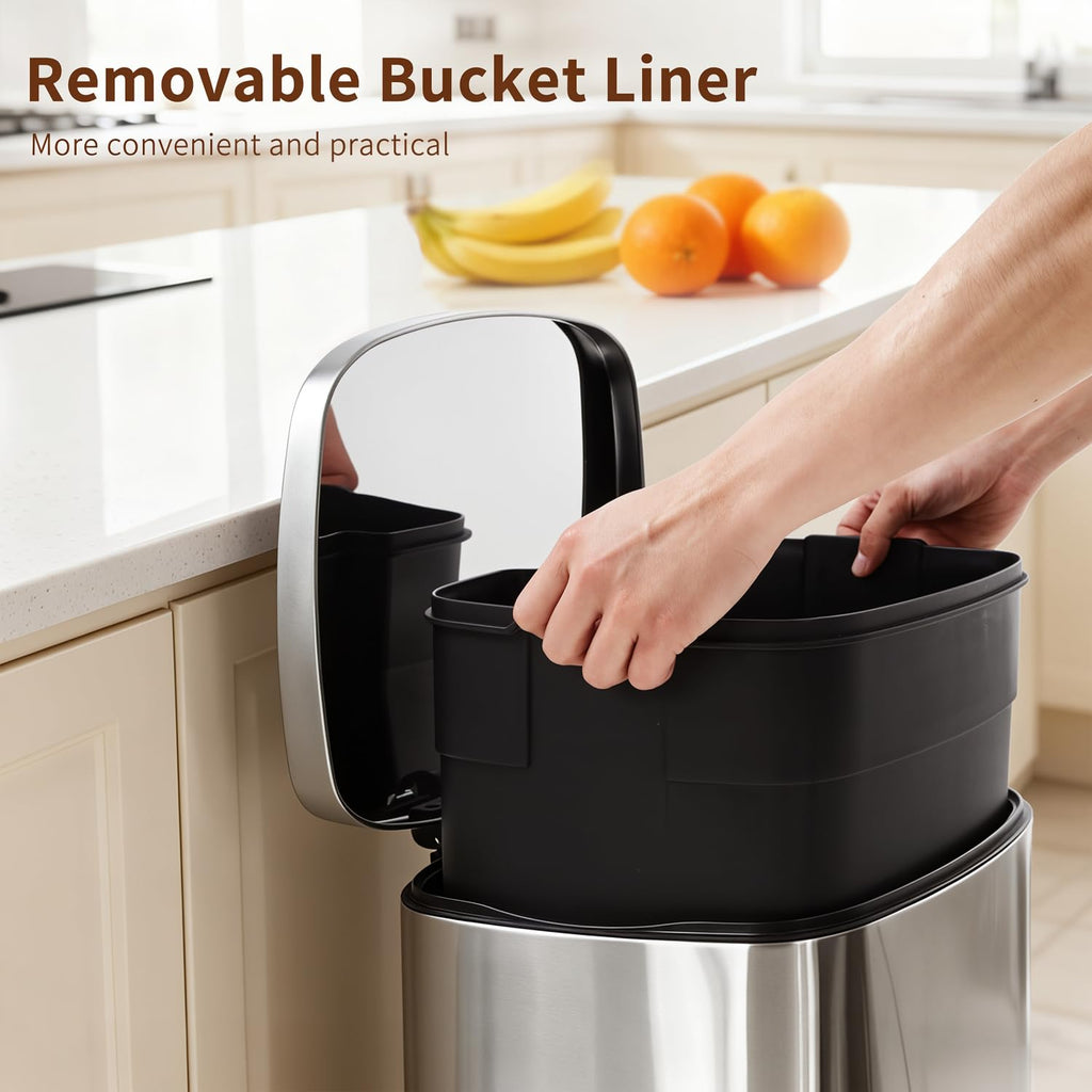13G Steel Trash Can with Lid O175145