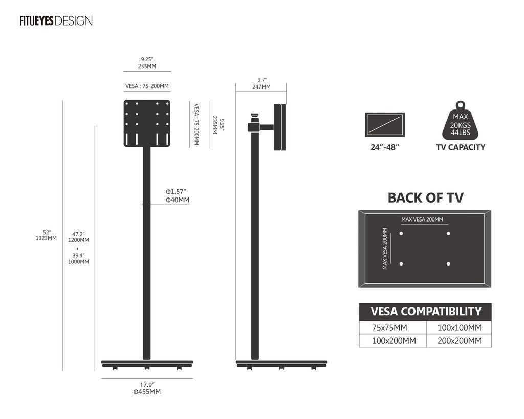 Rolling TV Stand for 24-48 Inch C993653