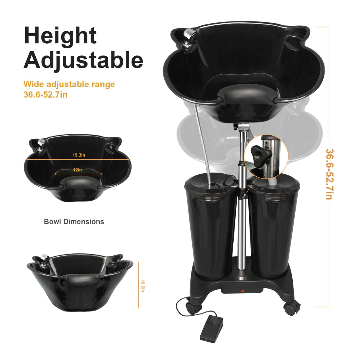 Portable Shampoo Bowl with Electric Pump and Water Tanks I15013