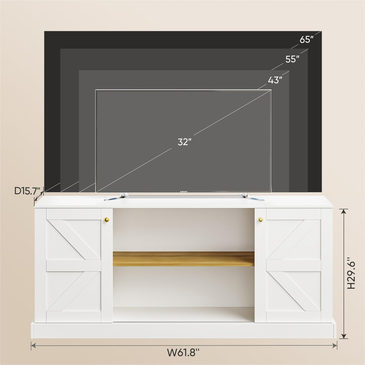 White TV Stand Entertainment Center W857