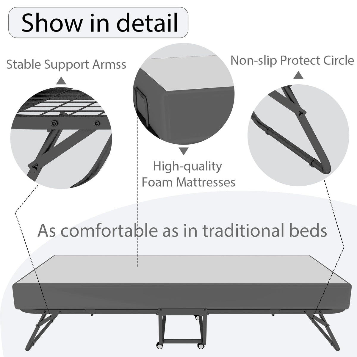 Folding Bed with 5-Inch Memory Foam Mattress L525