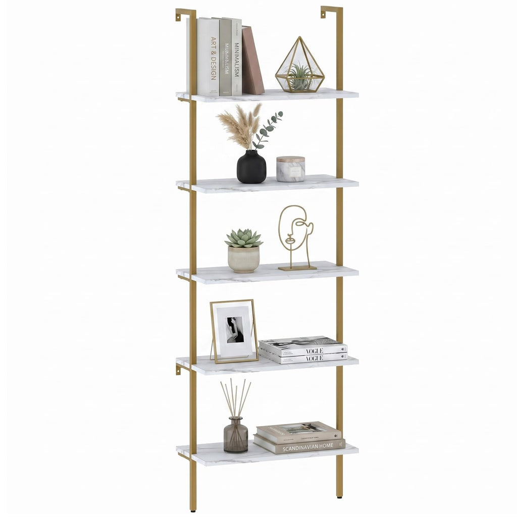 White 5-Tier Ladder Bookshelf K472