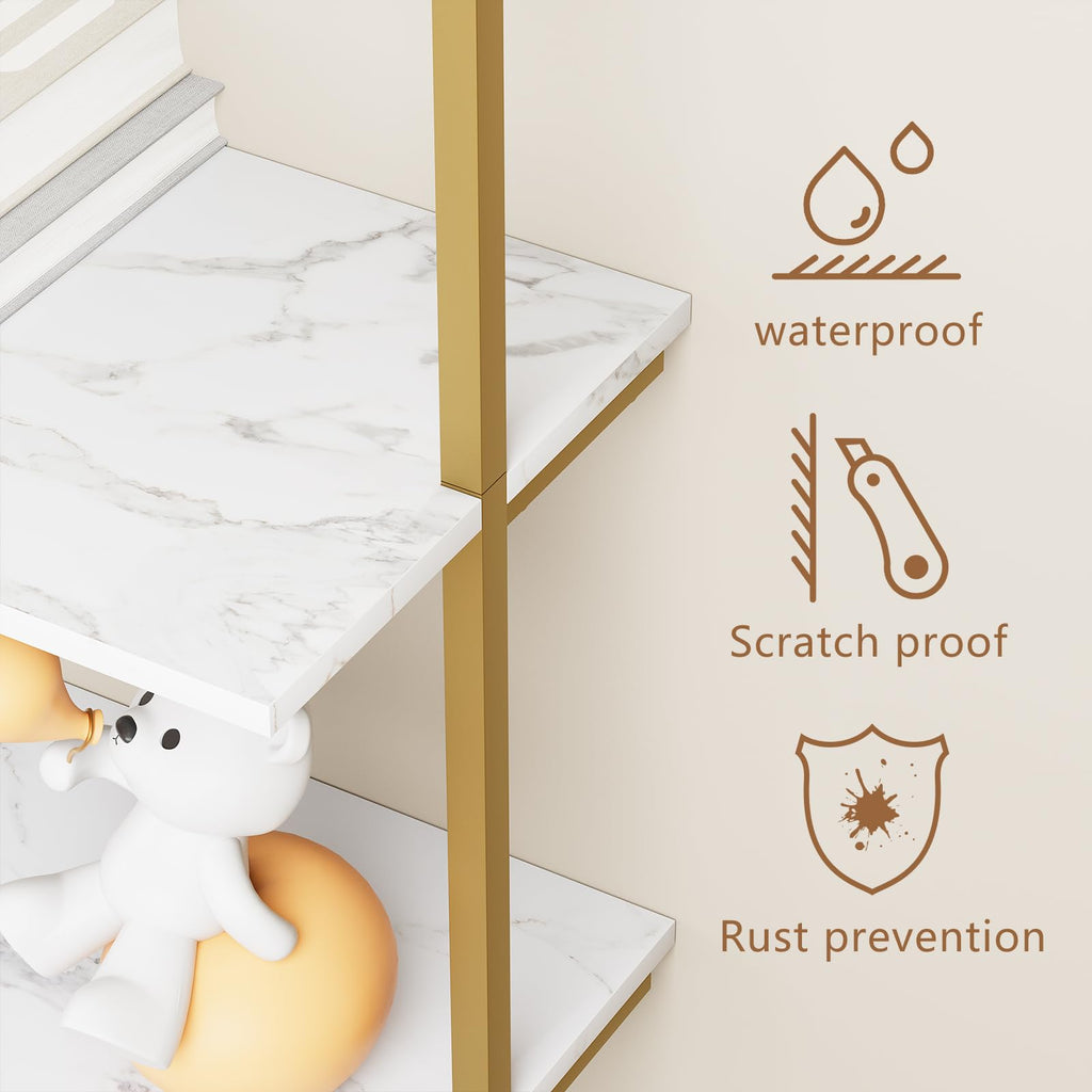 White 5-Tier Ladder Bookshelf K472