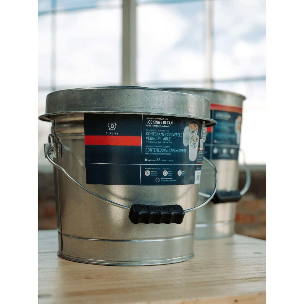 Galvanized Steel Locking Lid Storage Can 6-Gallon T15755