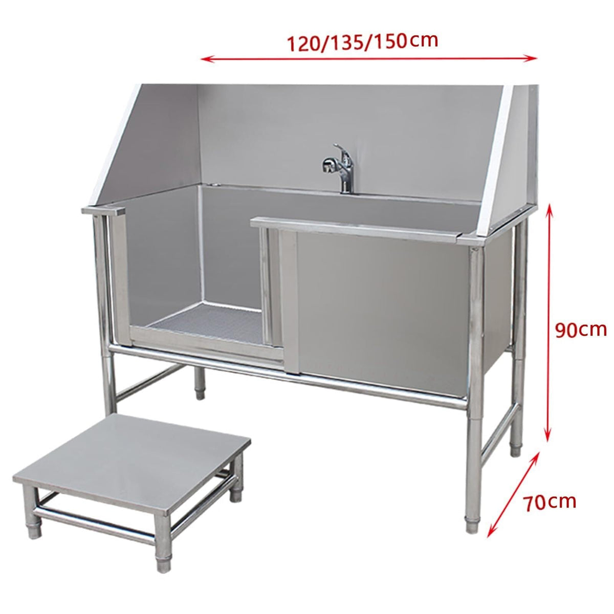 Stainless Steel Dog Washing Station Tub with Sliding Door and Telescopic Faucet A7088