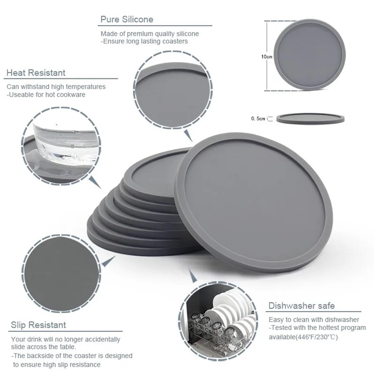 32 Pc Black Silicone Coasters I503643