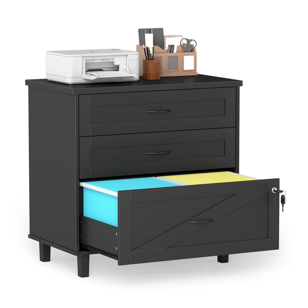 3-Drawer Wooden File Cabinet with Lock H72792