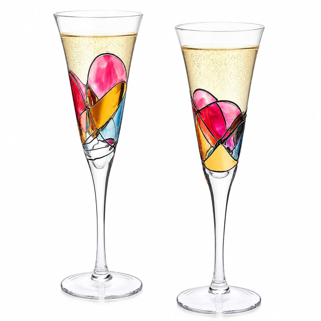 Hand Painted Martini Champagne Cocktail Glasses 2 Set B591526