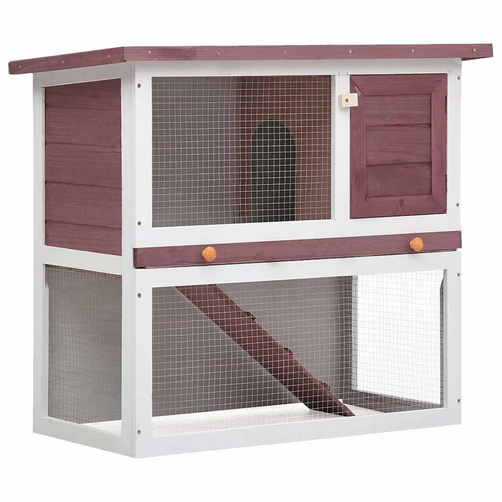 Outdoor Wooden 2-Tier Rabbit Hutch with Tray K363111
