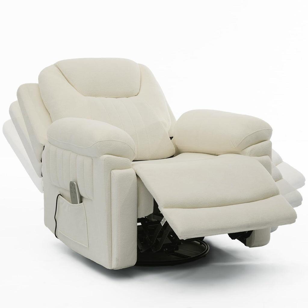 Cream White Electric Automatic Rocking Recliner Chair Q844