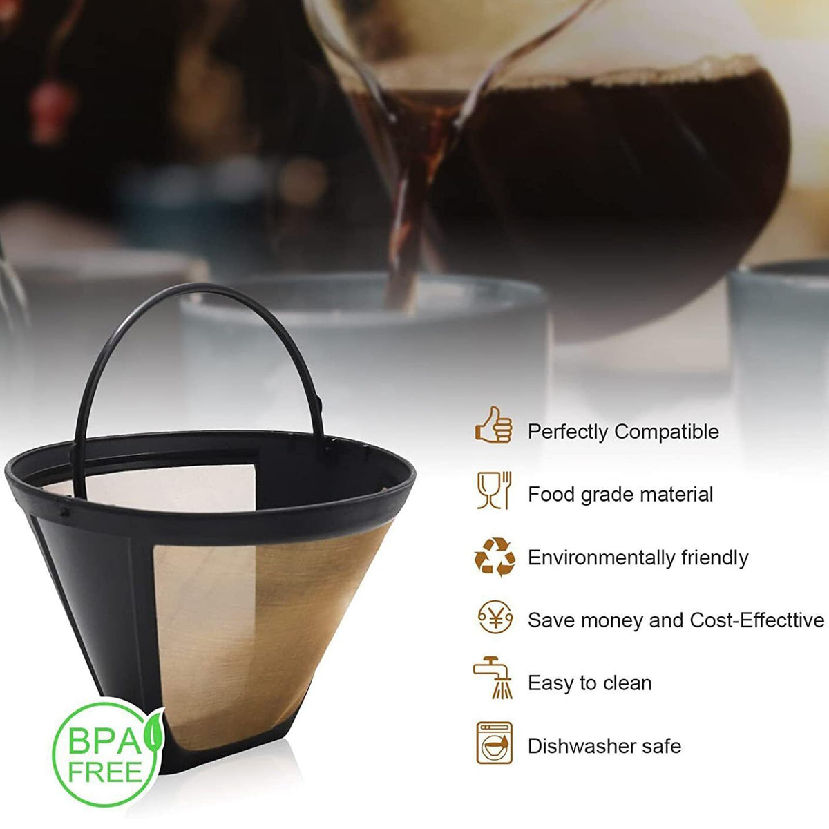 2 Pack Reusable Cone Coffee Filter S33349