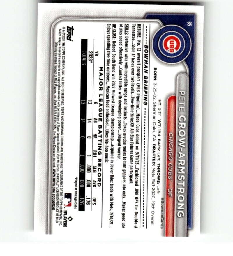 2024 Bowman Chrome Mega Box Mojo Refractor Baseball Trading Card L2099