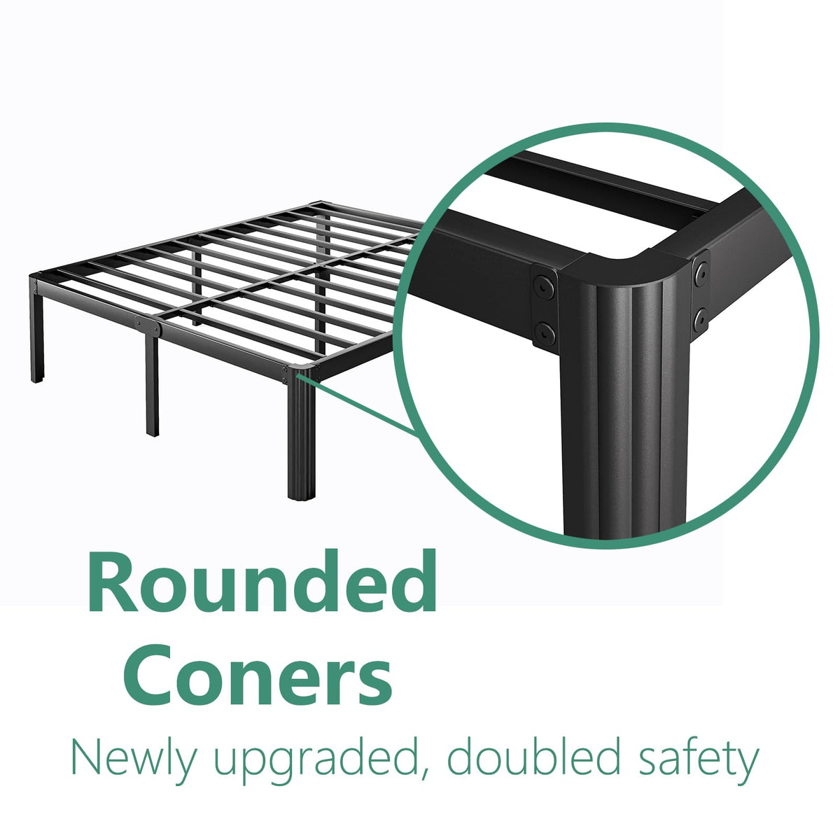 18 Inch Metal Bed Frame Queen Size Black N64518