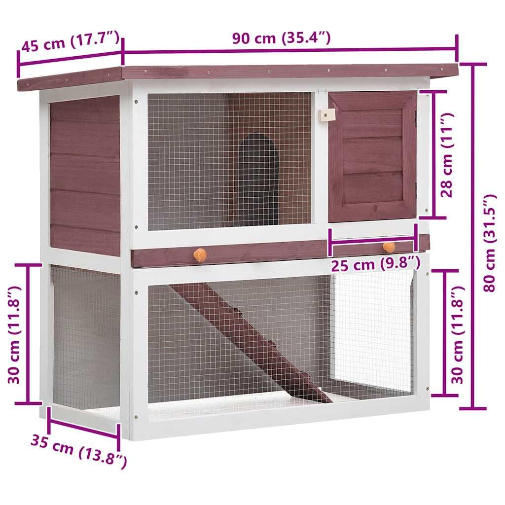 Outdoor Wooden 2-Tier Rabbit Hutch with Tray K363111