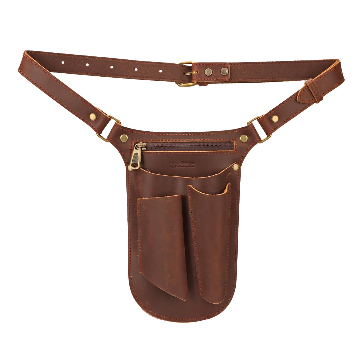 Brown Leather Gardening Tool Belt with 4 Pockets V9065