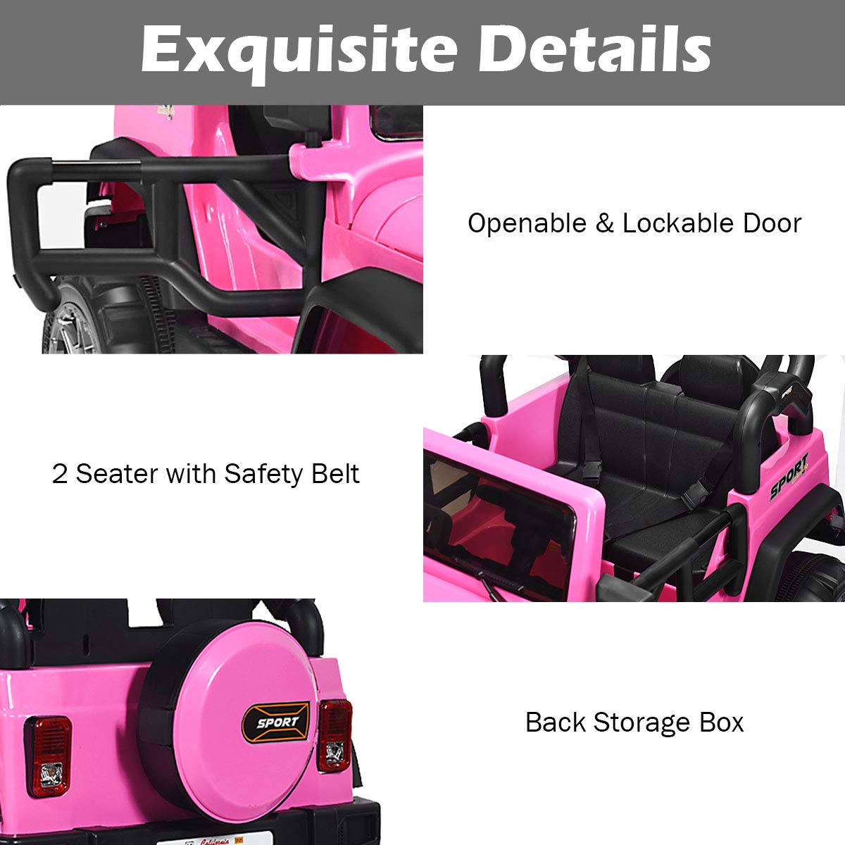 12V Battery Powered Ride on Truck with Remote Control, Pink L973486