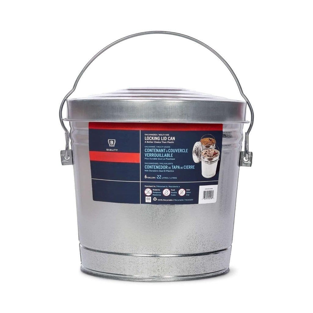 Galvanized Steel Locking Lid Storage Can 6-Gallon T15755