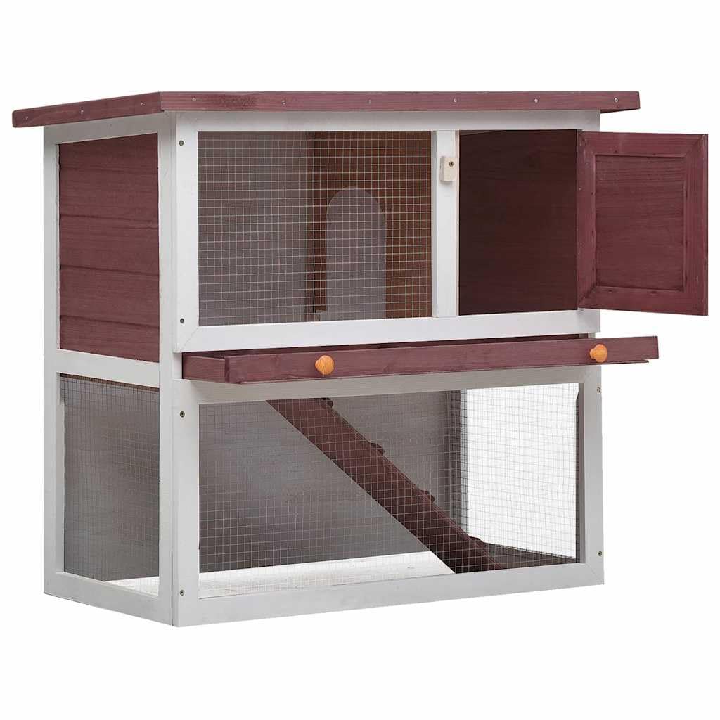 Outdoor Wooden 2-Tier Rabbit Hutch with Tray K363111