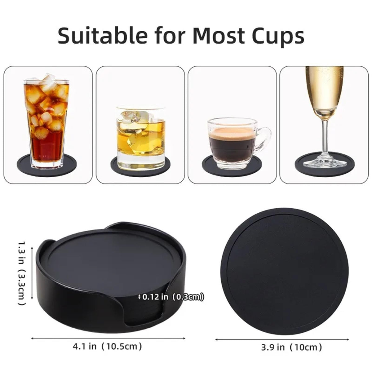 32 Pc Black Silicone Coasters I503643