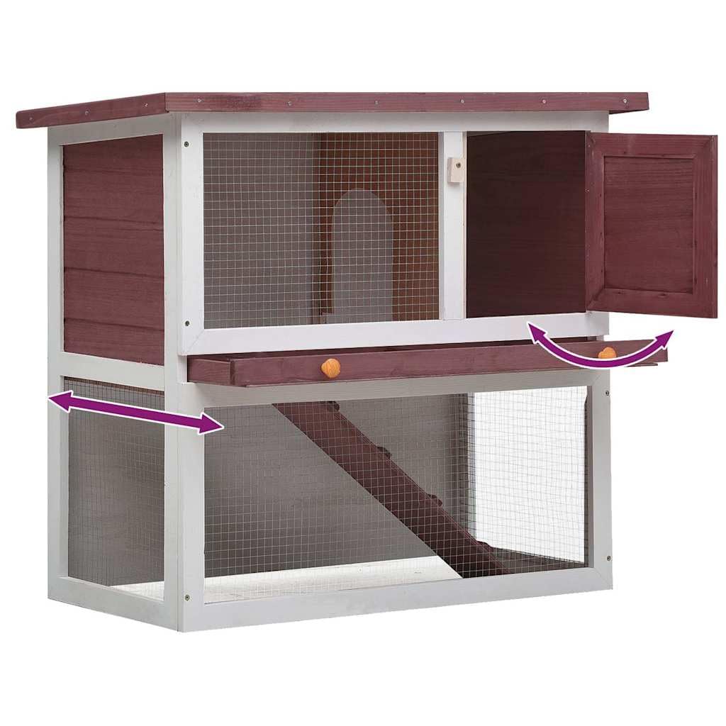 Outdoor Wooden 2-Tier Rabbit Hutch with Tray K363111