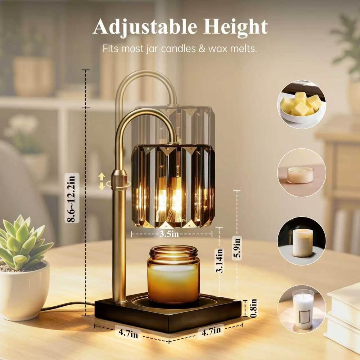 Black Dimmable Candle Warmer Lamp with Timer A68215