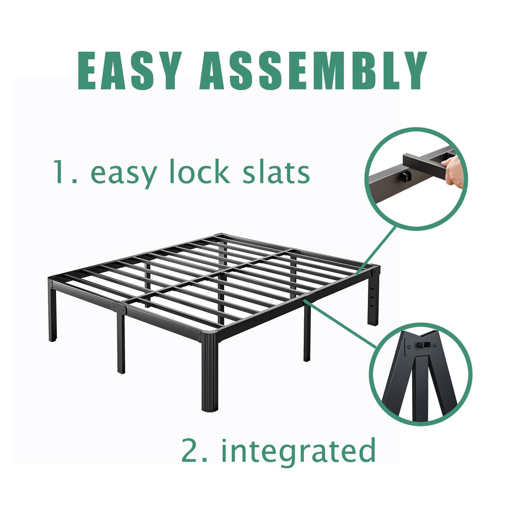 18 Inch Metal Bed Frame Queen Size Black N64518
