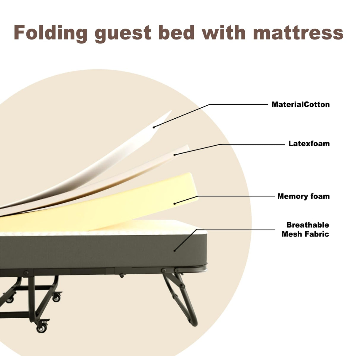 Folding Bed with 5-Inch Memory Foam Mattress L525