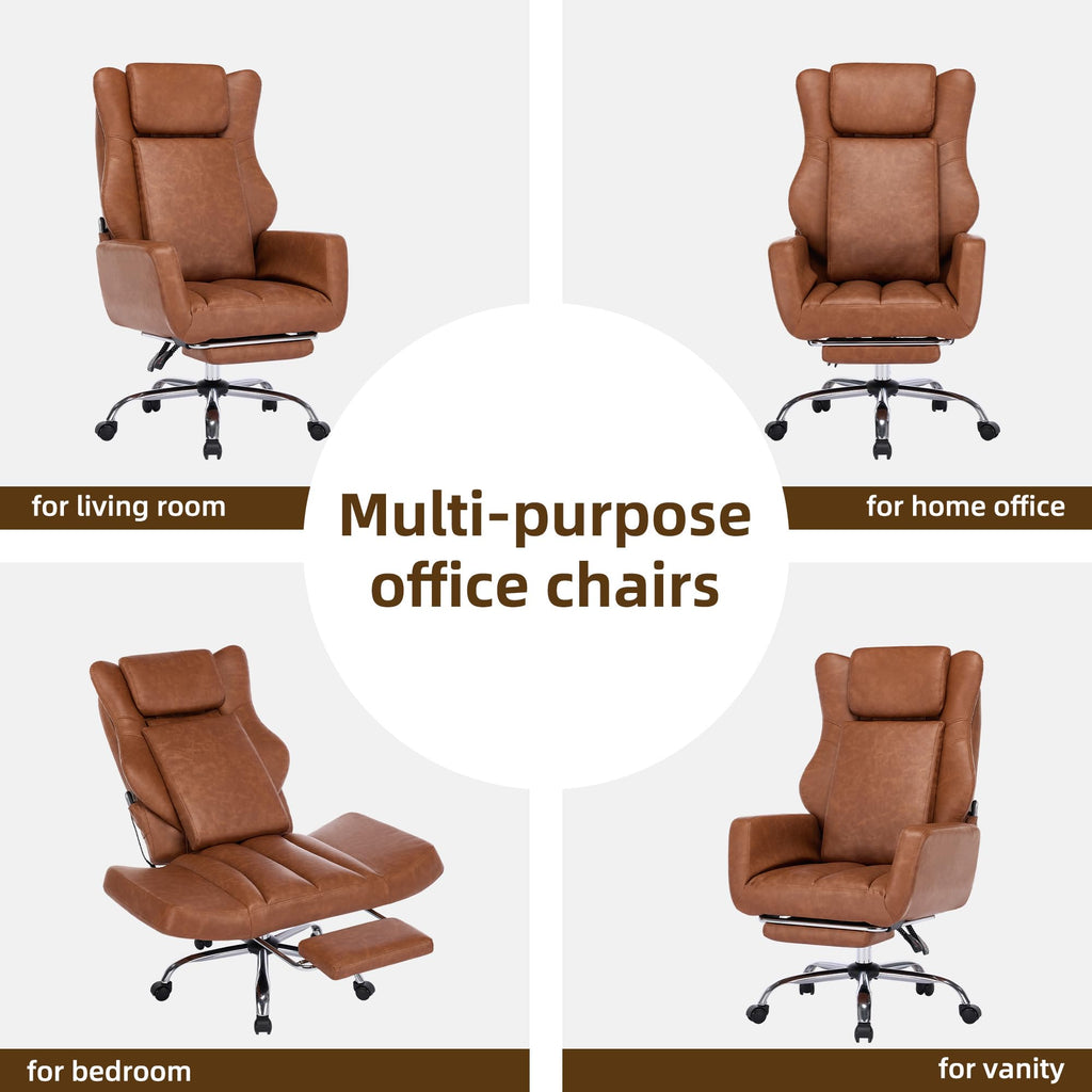 Brown Faux Leather Massage Office Chair T8146