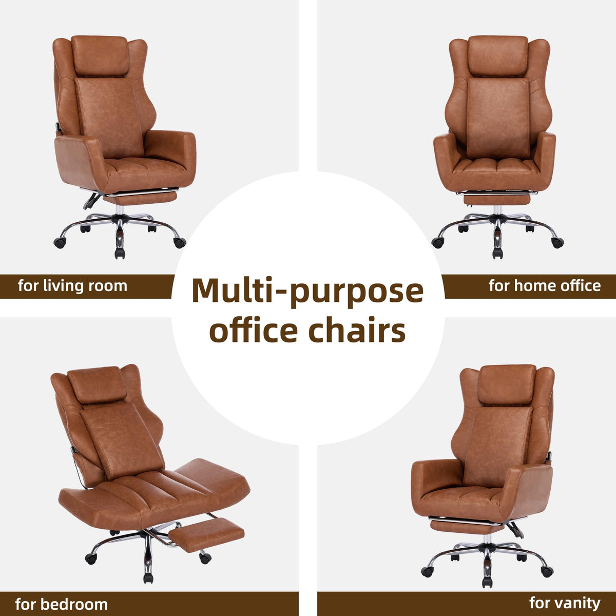 Brown Faux Leather Massage Office Chair T8146