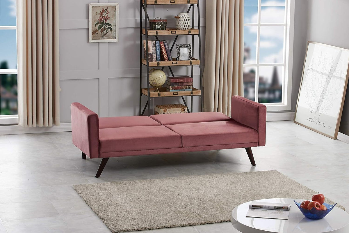 72 Inch Velvet Convertible Futon Sofa Bed with Reclining Backrest E8428