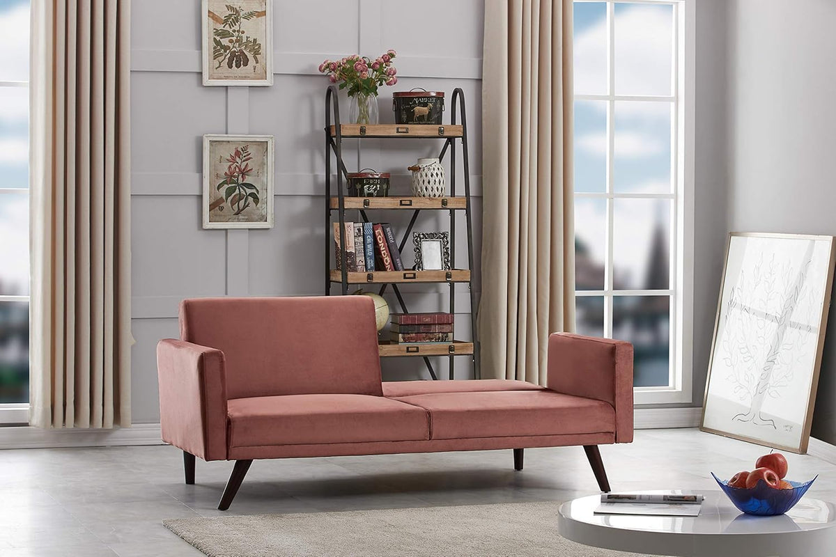 72 Inch Velvet Convertible Futon Sofa Bed with Reclining Backrest E8428