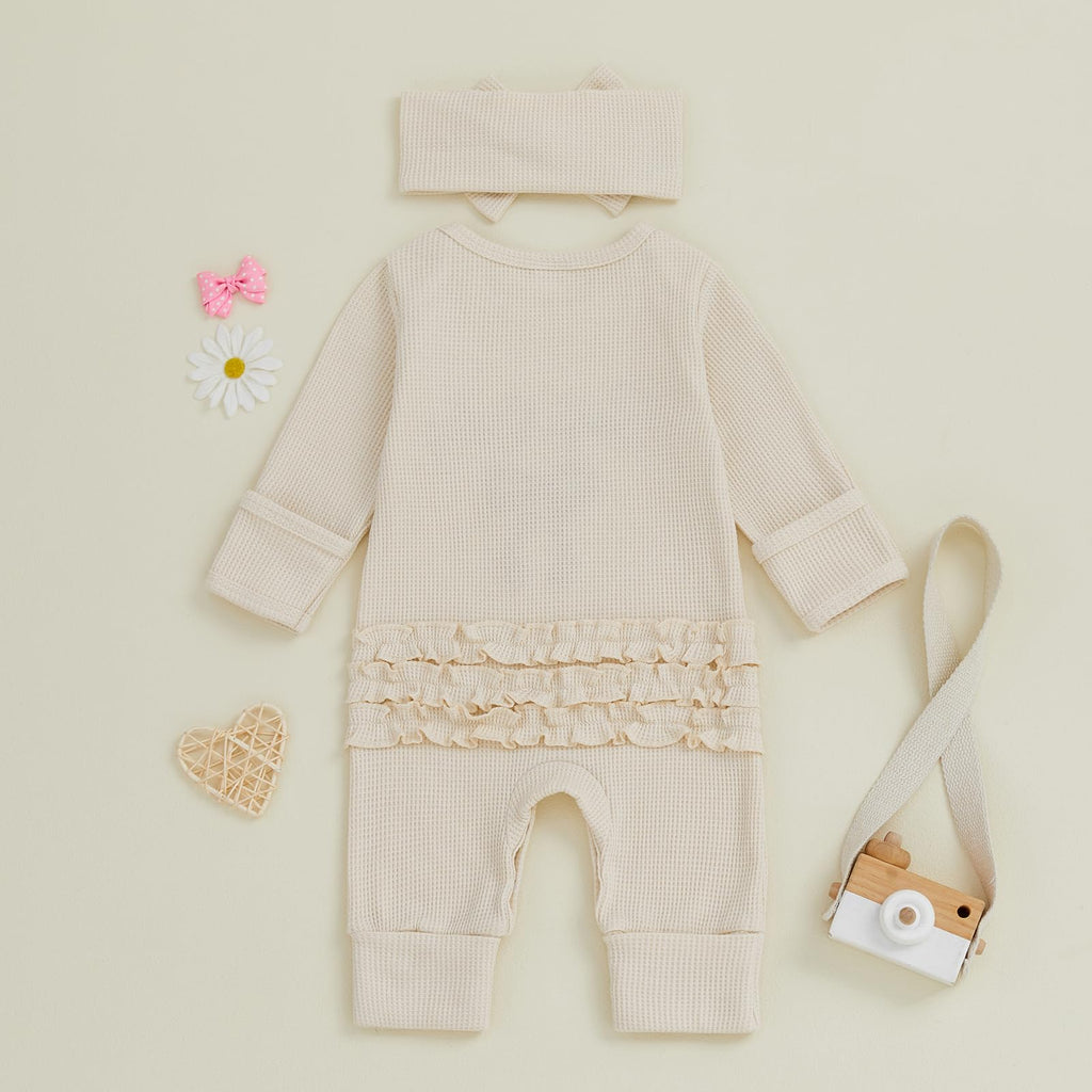 Baby Girl Long Sleeve Jumpsuit with Headband O527
