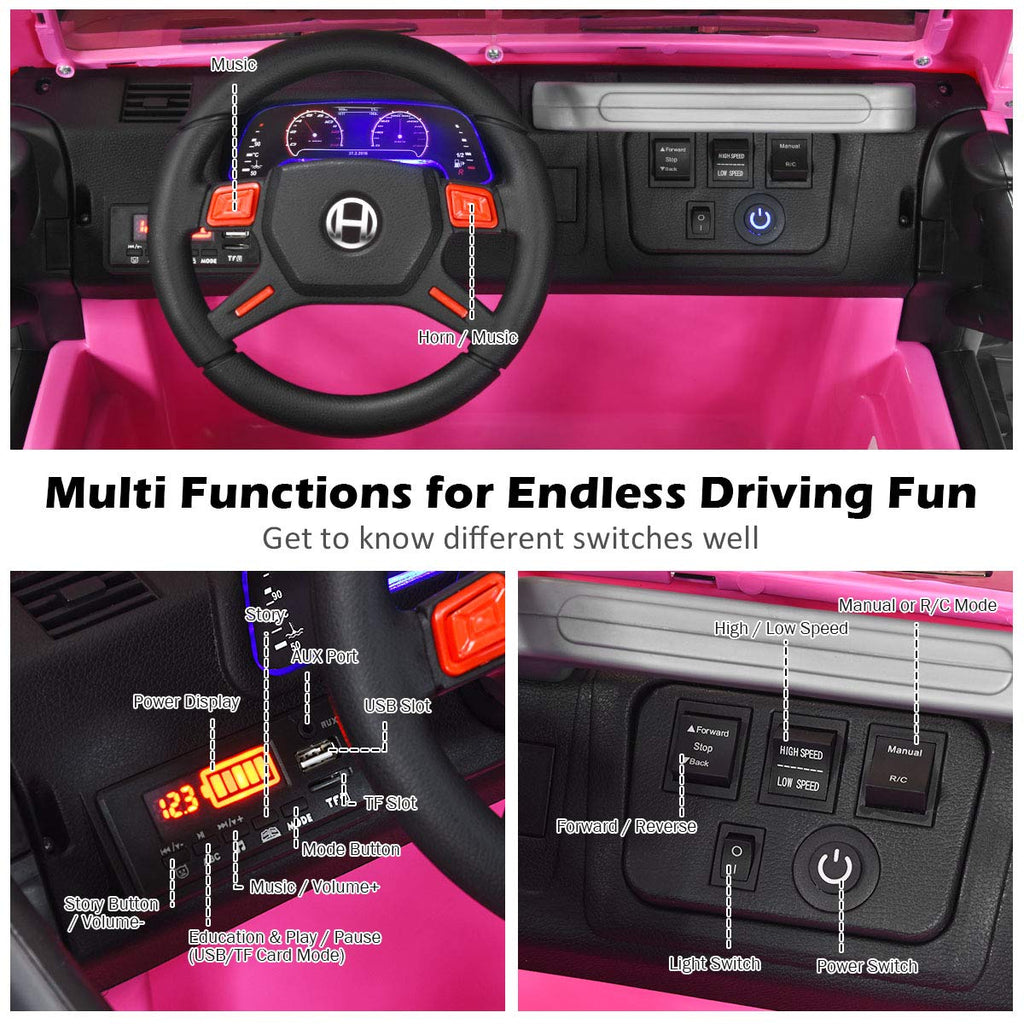 12V Battery Powered Ride on Truck with Remote Control, Pink L973486