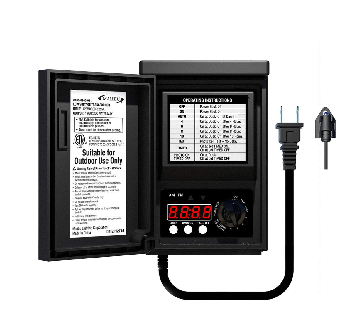 200watt Low-Voltage Weatherproof Transformer with Photo Sensor R6497