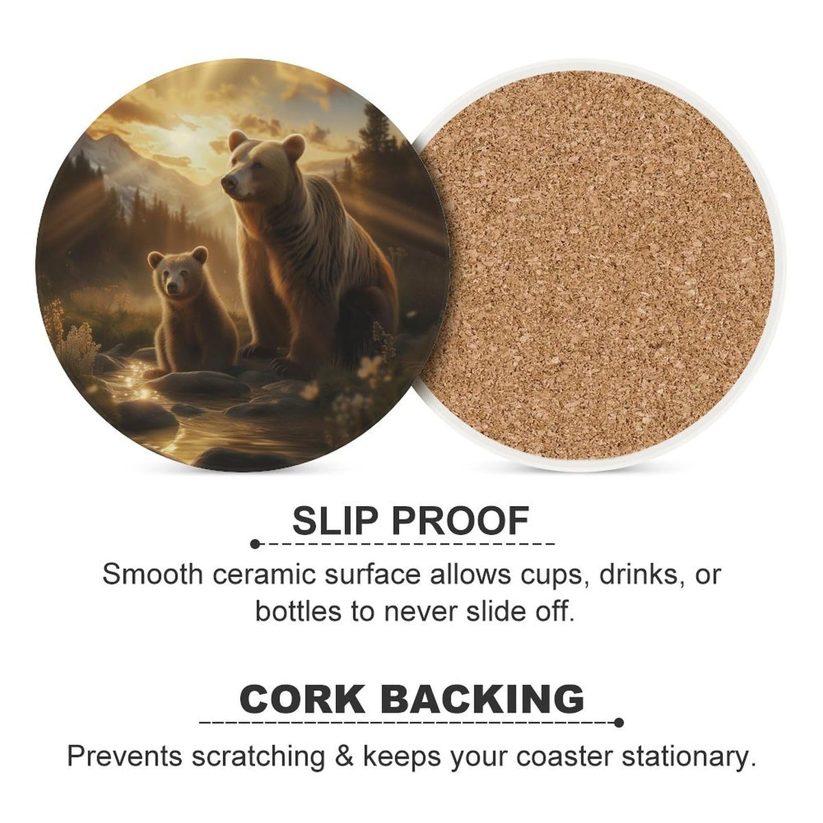 Black Bear Ceramic Coasters Set of 4 K5932