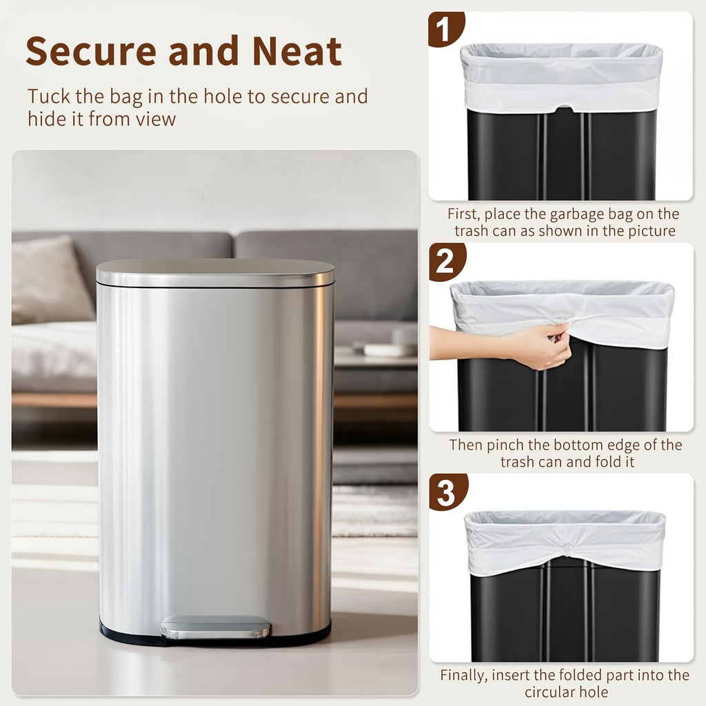 13G Steel Trash Can with Lid O175145