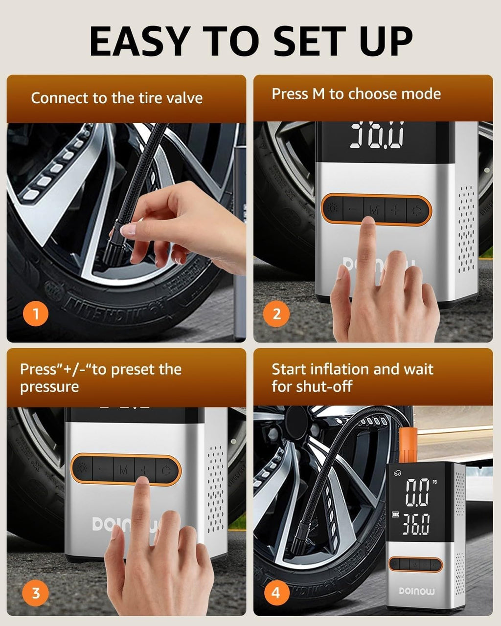 Portable Cordless Tire Inflator Air Compressor 150 PSI M729