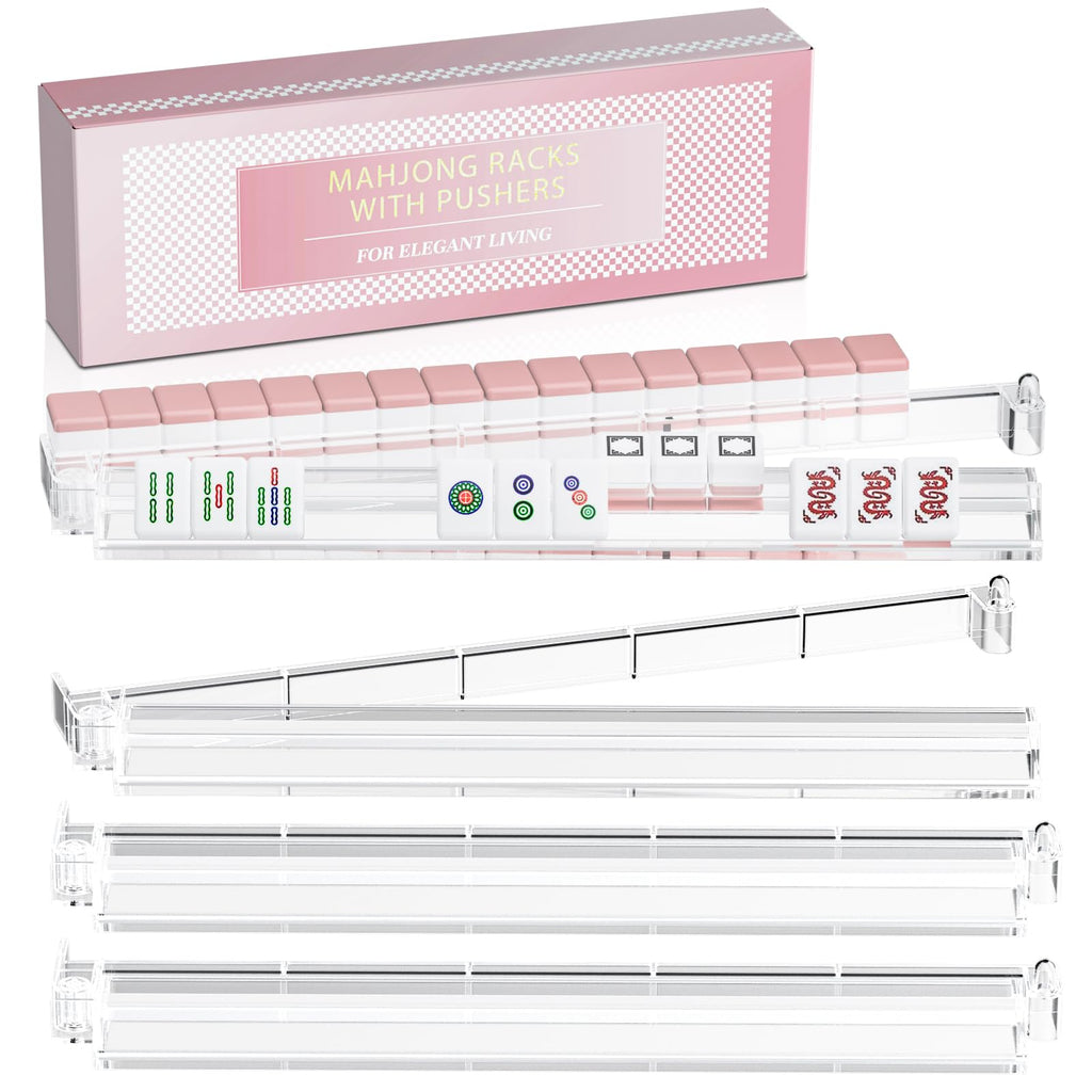 Clear Acrylic Mahjong Racks with Pushers 4-Pack H8504