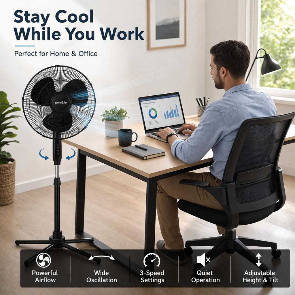 16-Inch 3-Speed Oscillating Pedestal Fan O656236