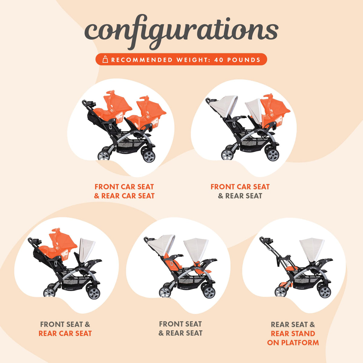 Khaki 3 Pc Double Stroller & 2 Car Seats N47776